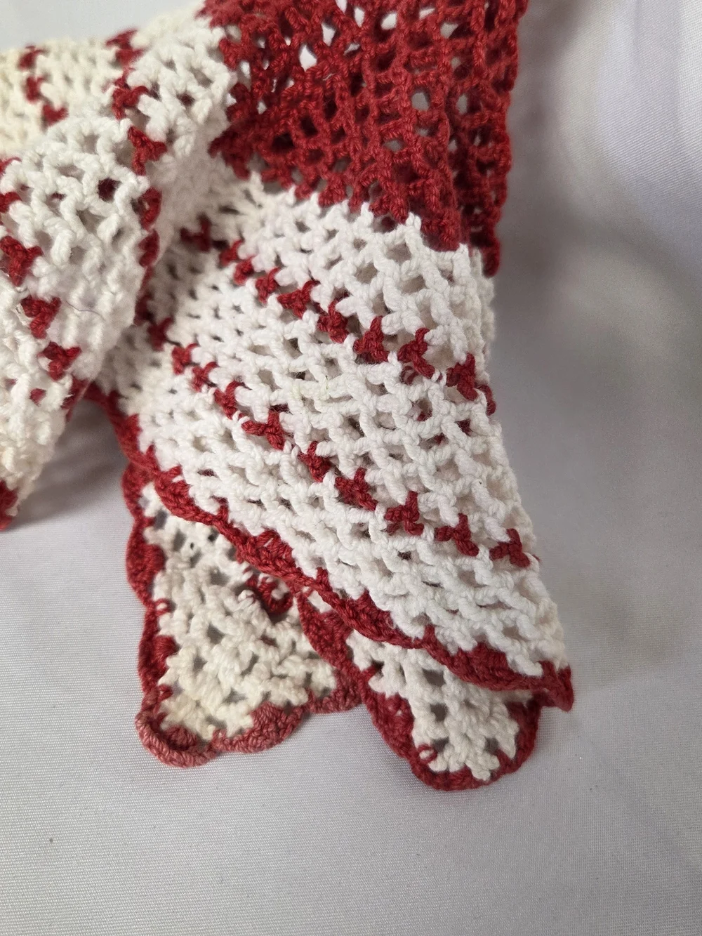 Handmade Red‎ & White Crochet Kitchen Hanging Towel